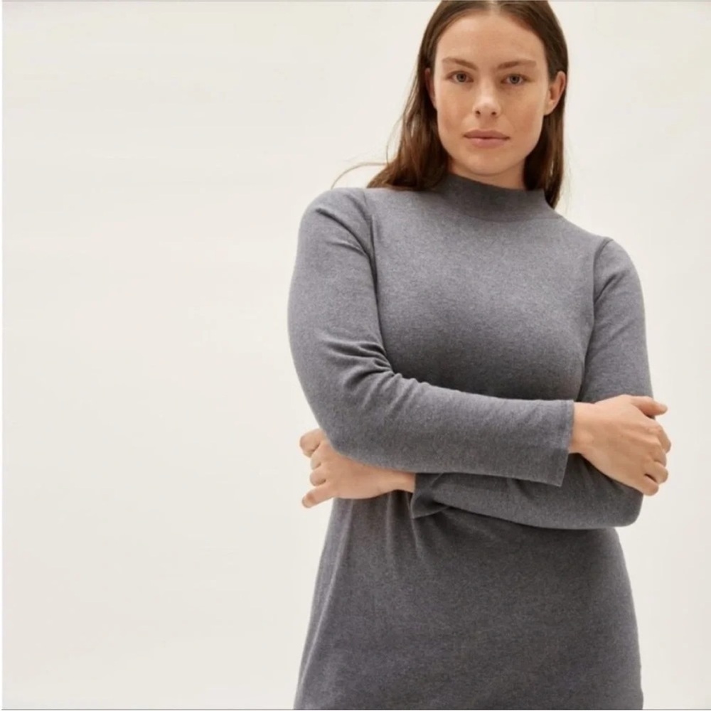 NWT Everlane gray cotton mock neck long sleeve dress sz sm